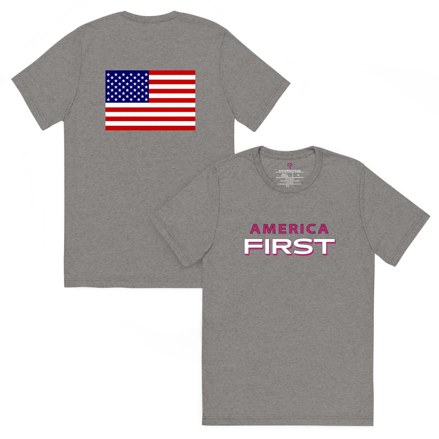 pink print, grey triblend