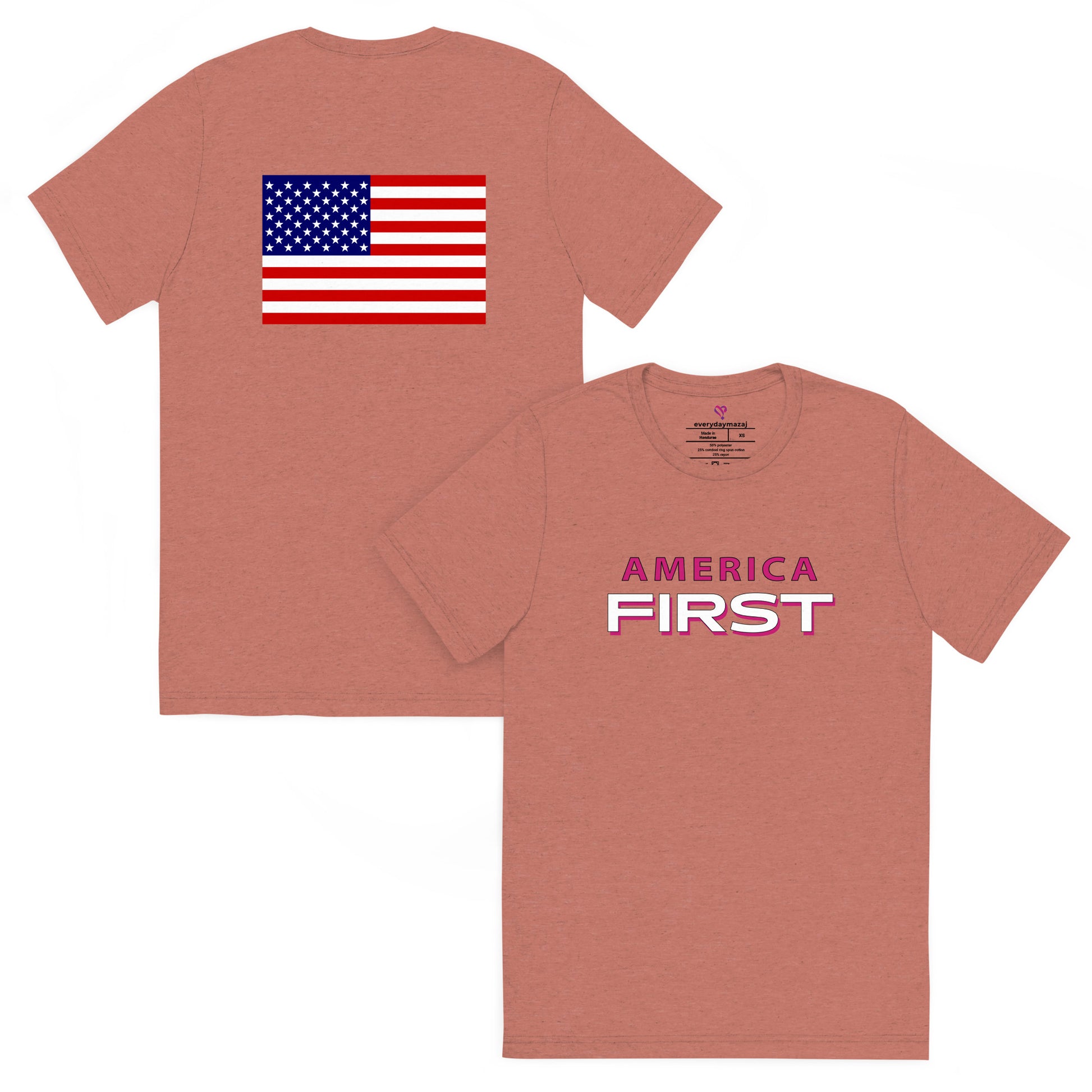 pink print, mauve triblend