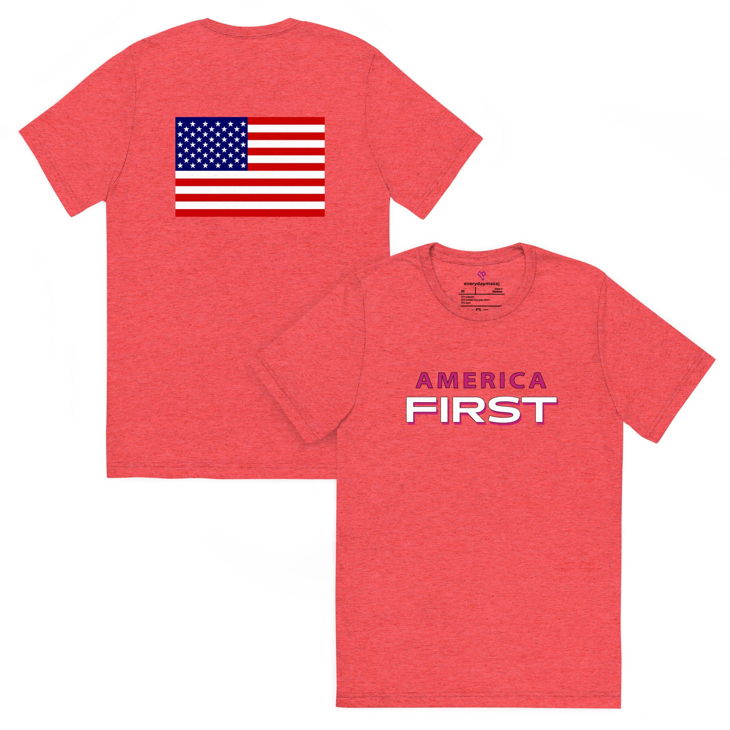 pink print, red triblend