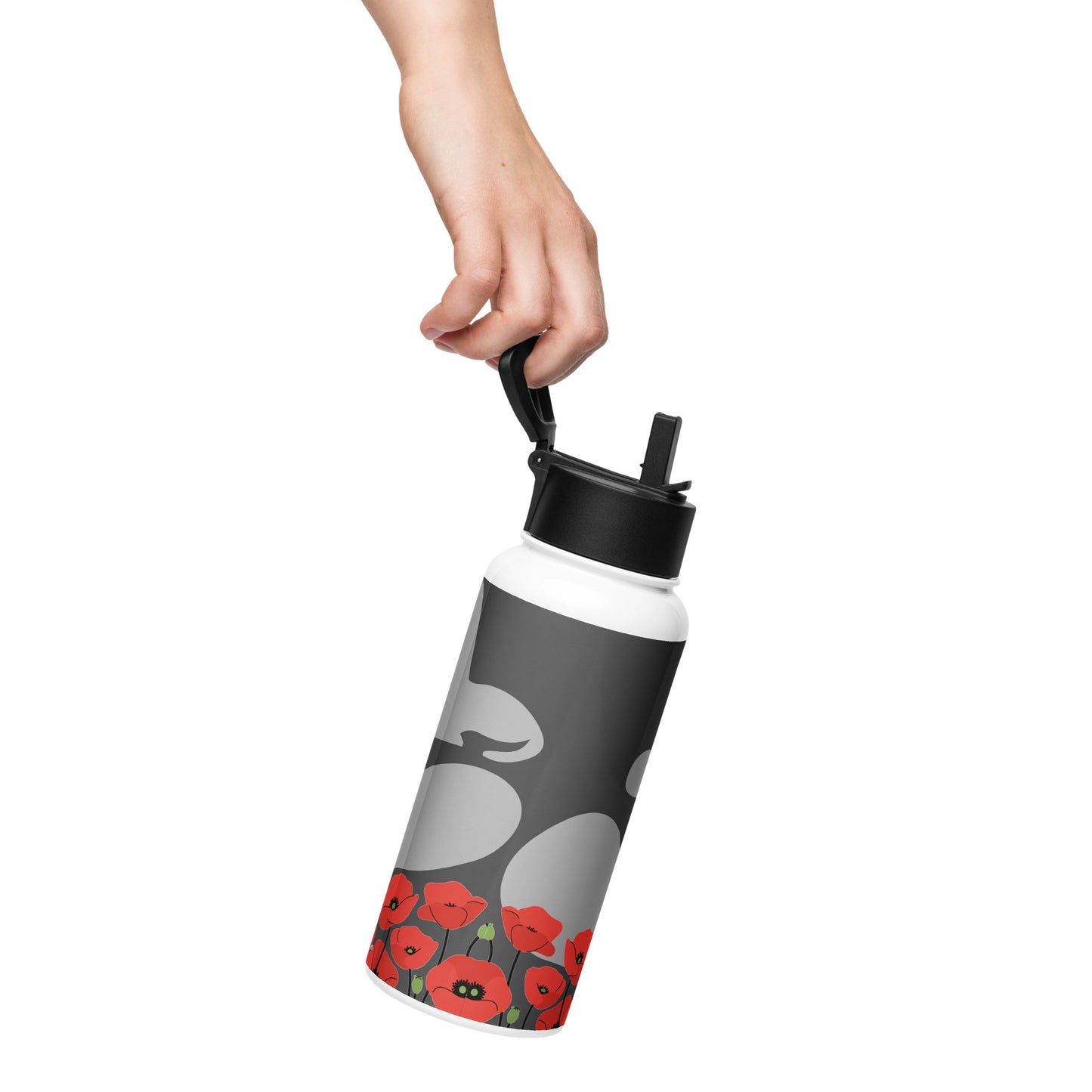 Palestine Stainless steel water bottle with a straw lid
