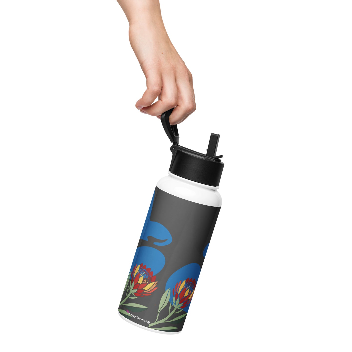 Congo Stainless steel water bottle with a straw lid