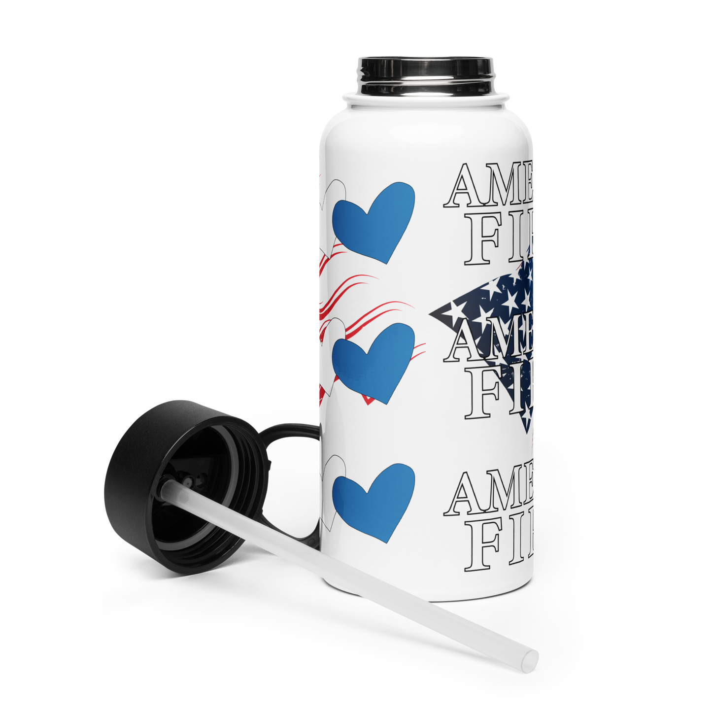 America First Stainless steel water bottle with a straw lid