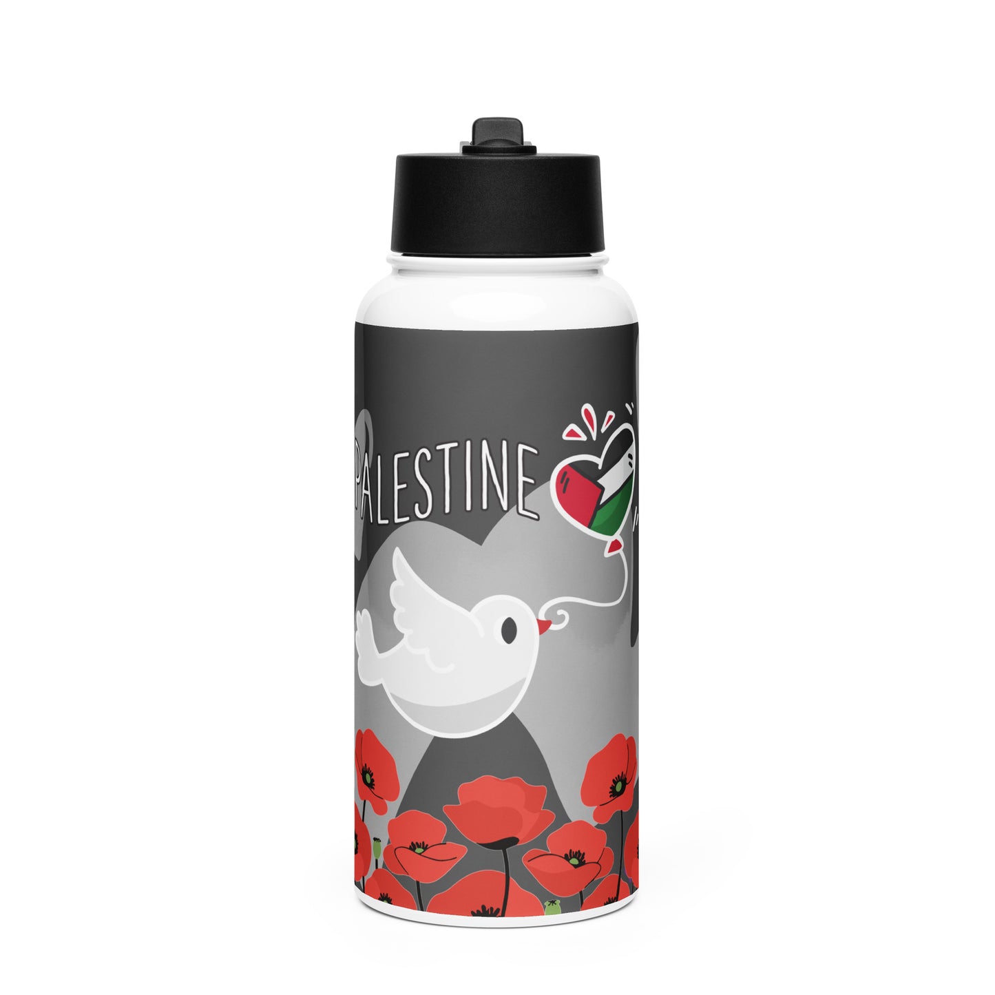 Palestine Stainless steel water bottle with a straw lid