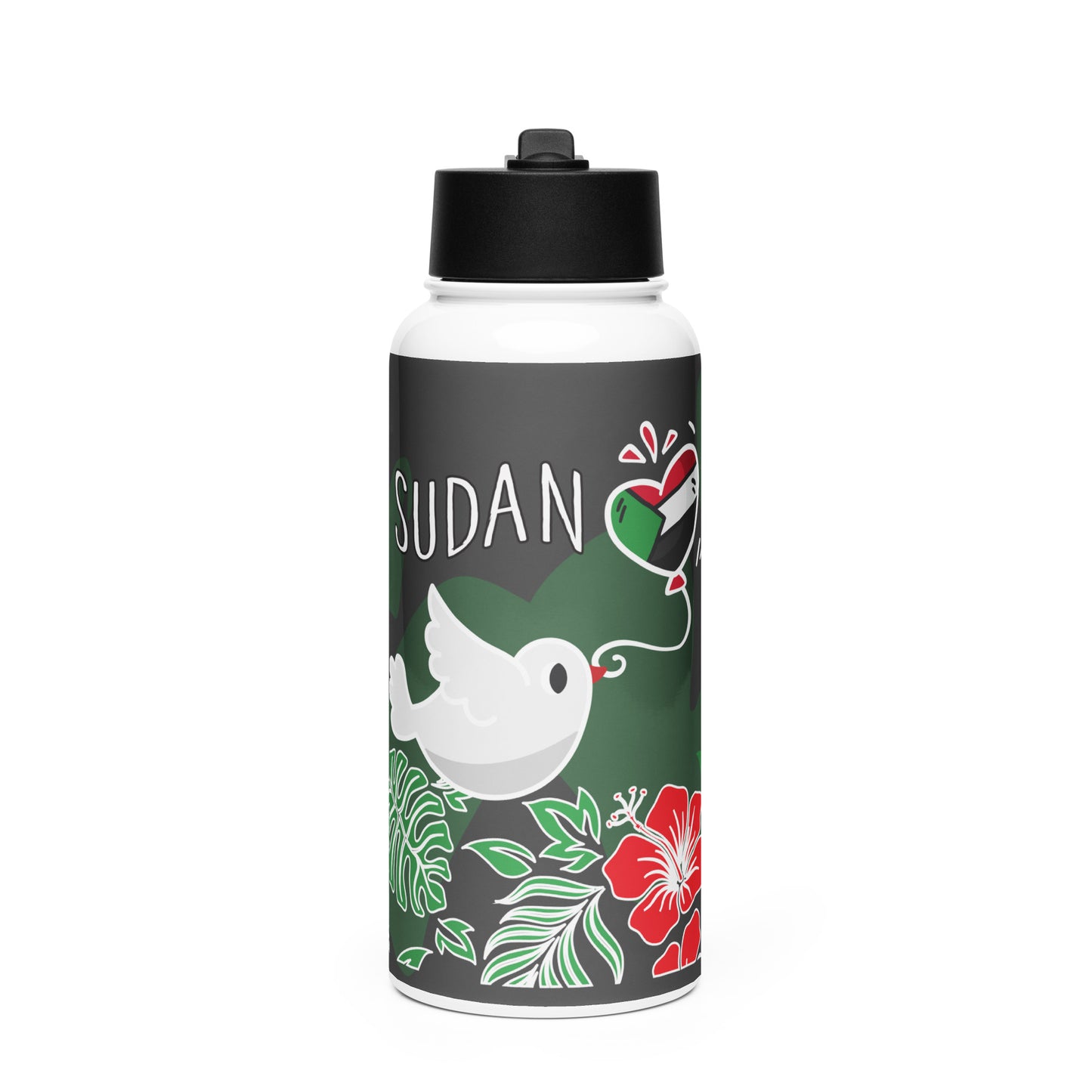 Sudan Stainless steel water bottle with a straw lid