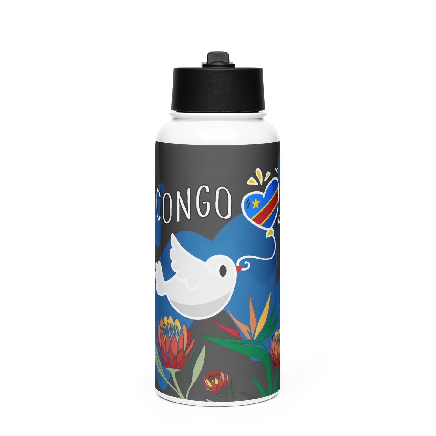 Congo Stainless steel water bottle with a straw lid