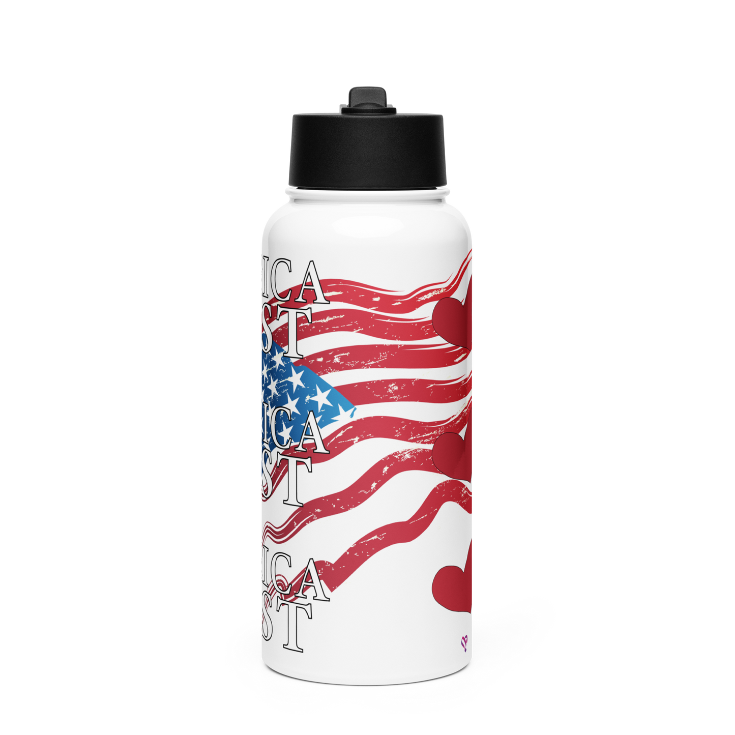 America First Stainless steel water bottle with a straw lid