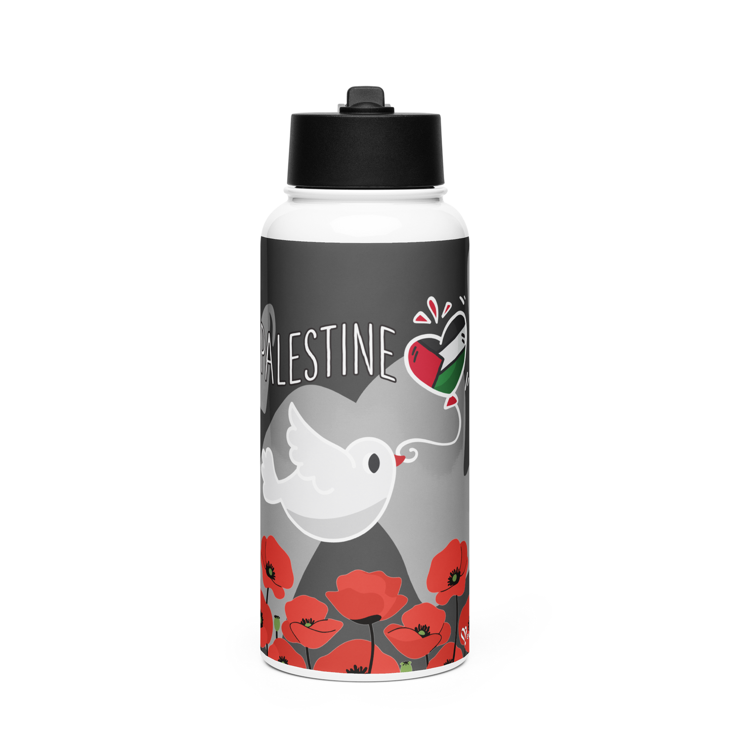 Palestine Stainless steel water bottle with a straw lid