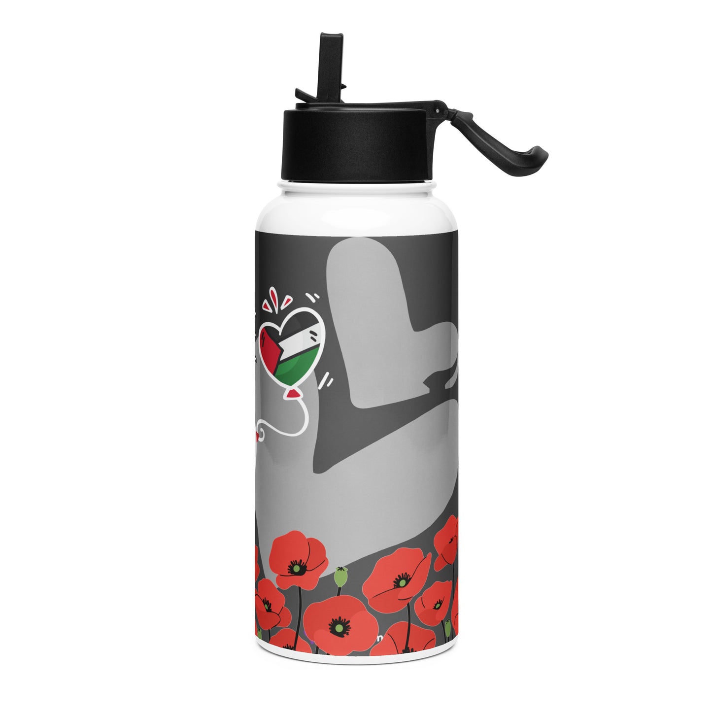 Palestine Stainless steel water bottle with a straw lid