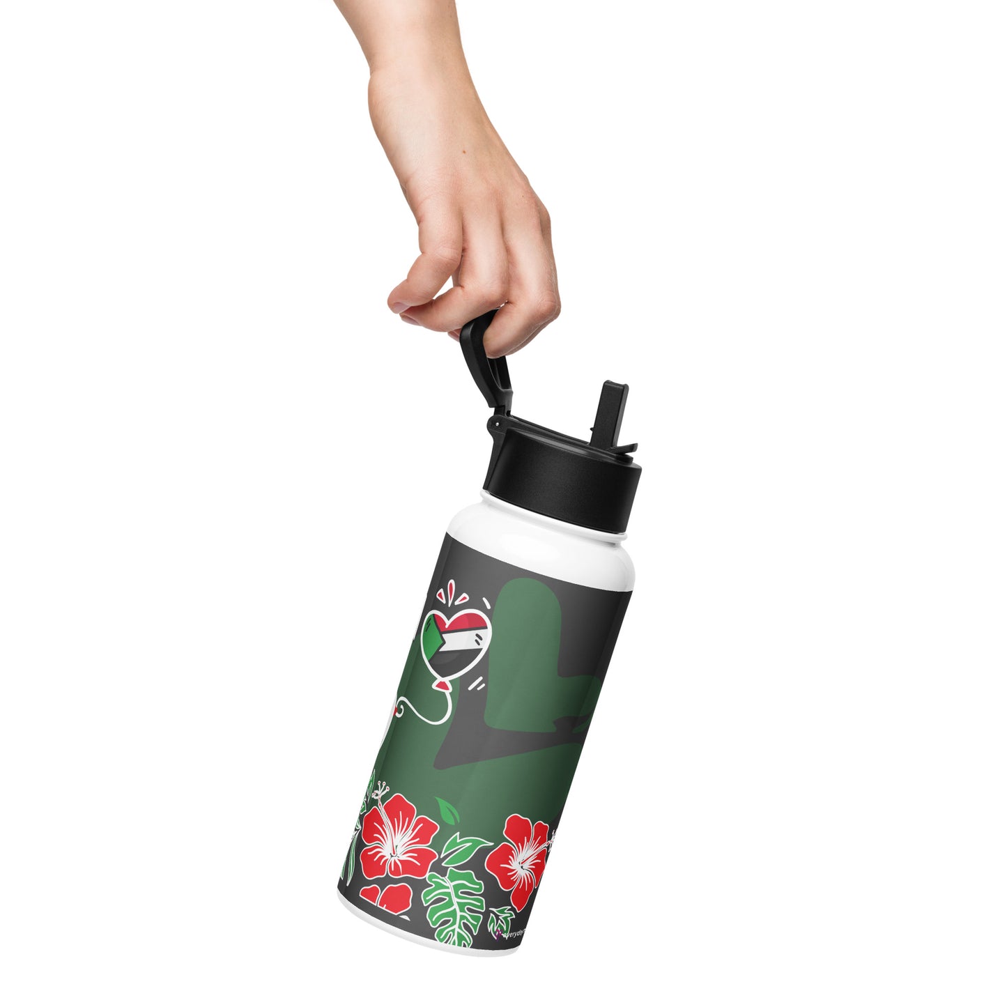 Sudan Stainless steel water bottle with a straw lid