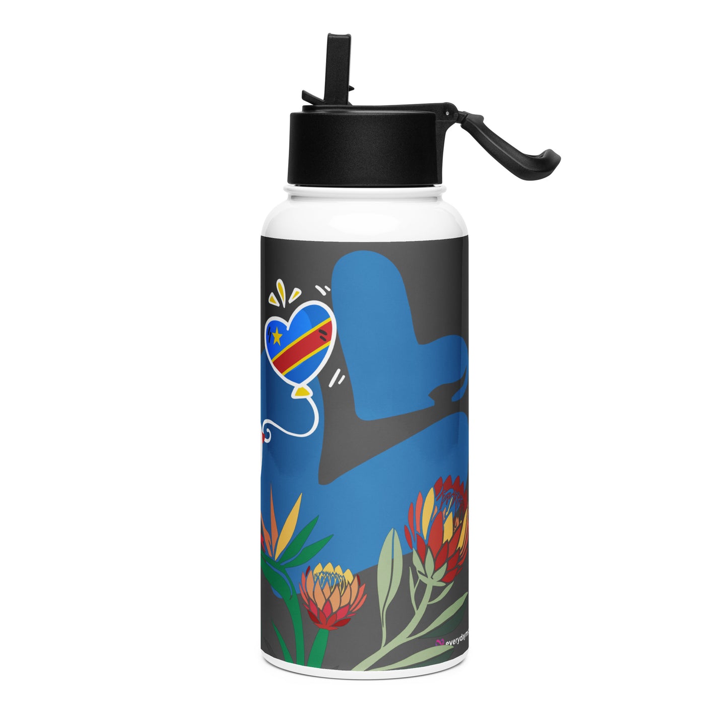 Congo Stainless steel water bottle with a straw lid