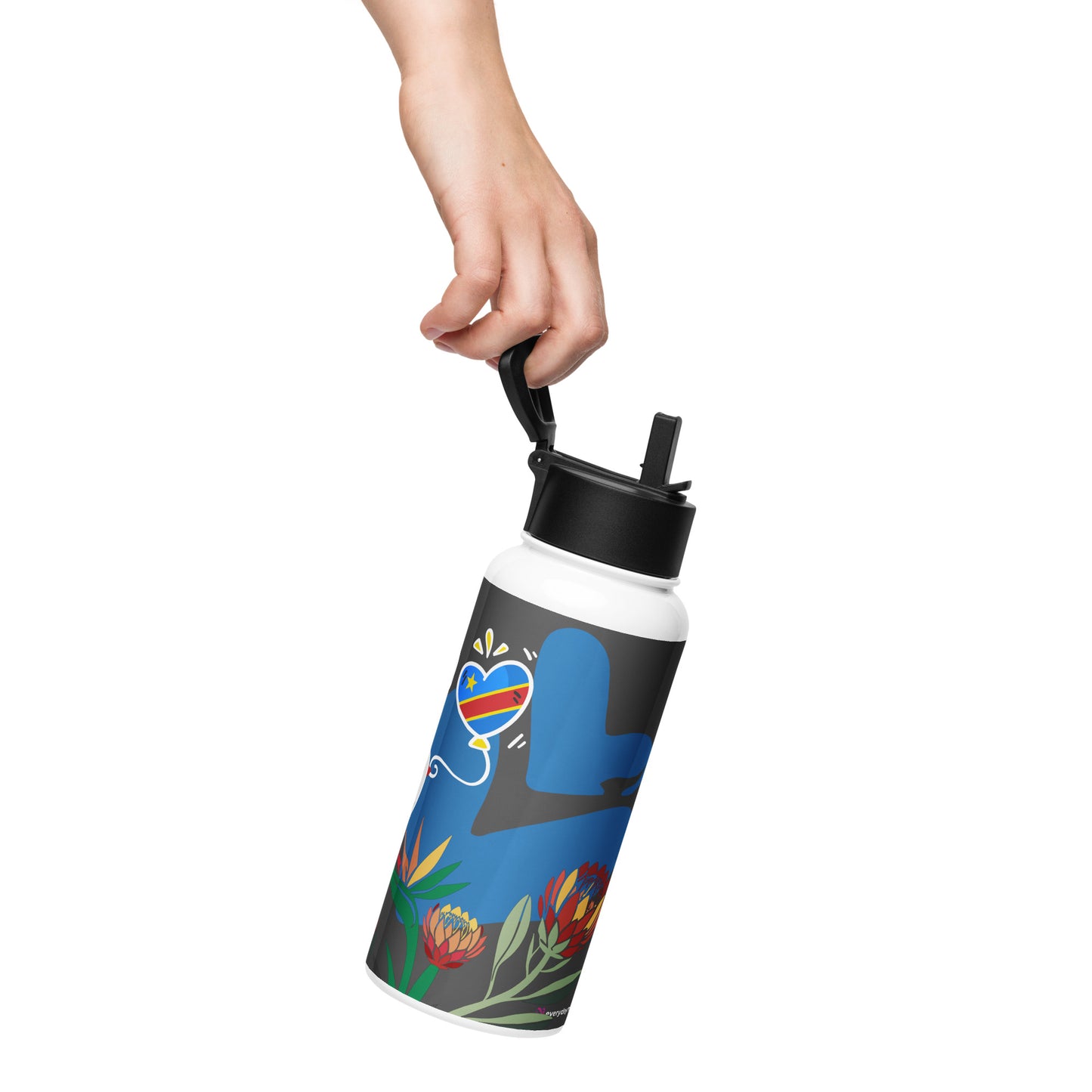 Congo Stainless steel water bottle with a straw lid