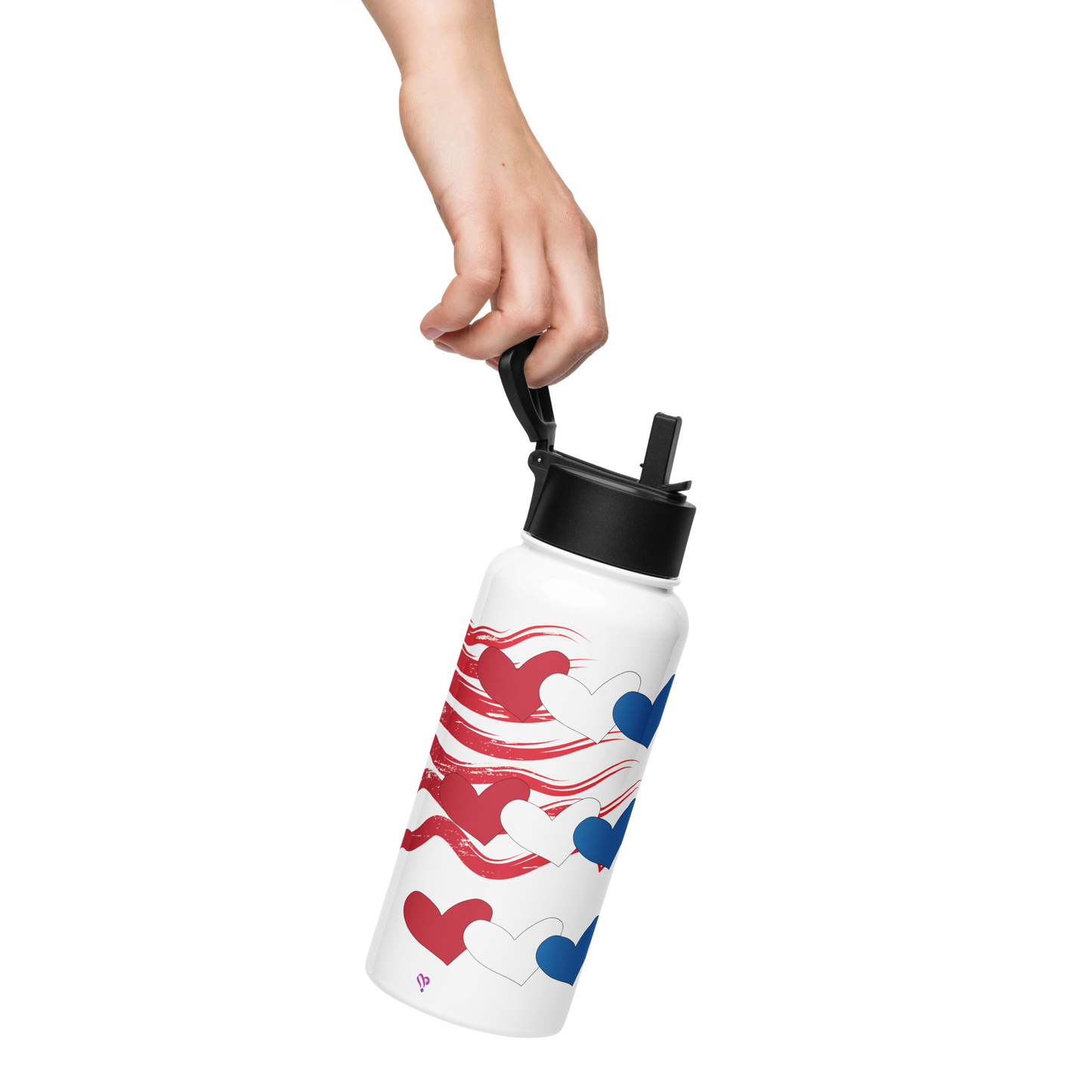 America First Stainless steel water bottle with a straw lid