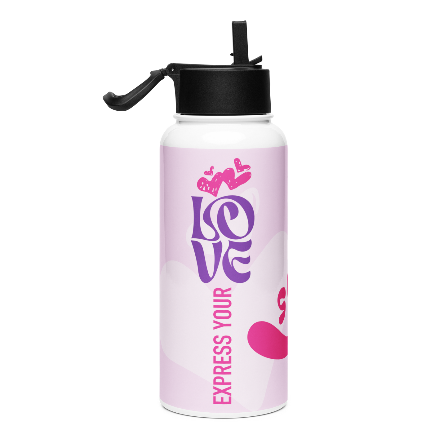 Express Your Love Stainless steel water bottle with a straw lid
