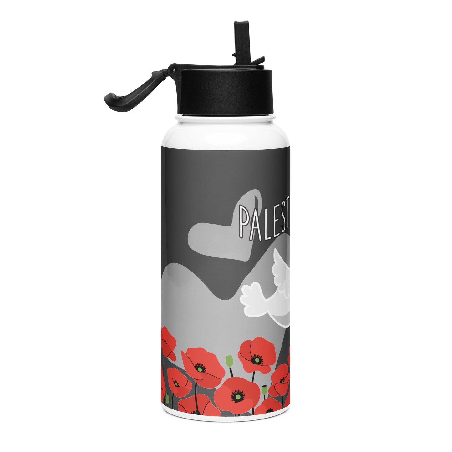 Palestine Stainless steel water bottle with a straw lid