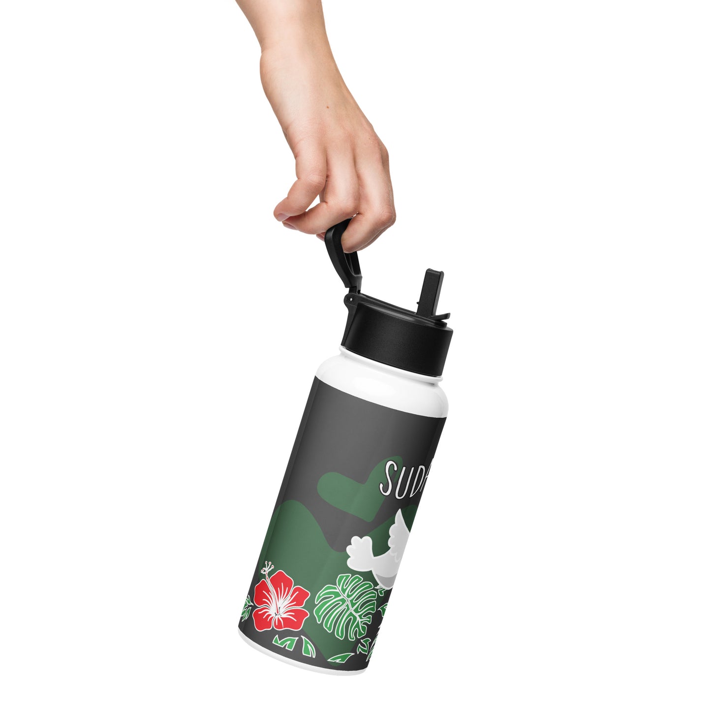 Sudan Stainless steel water bottle with a straw lid