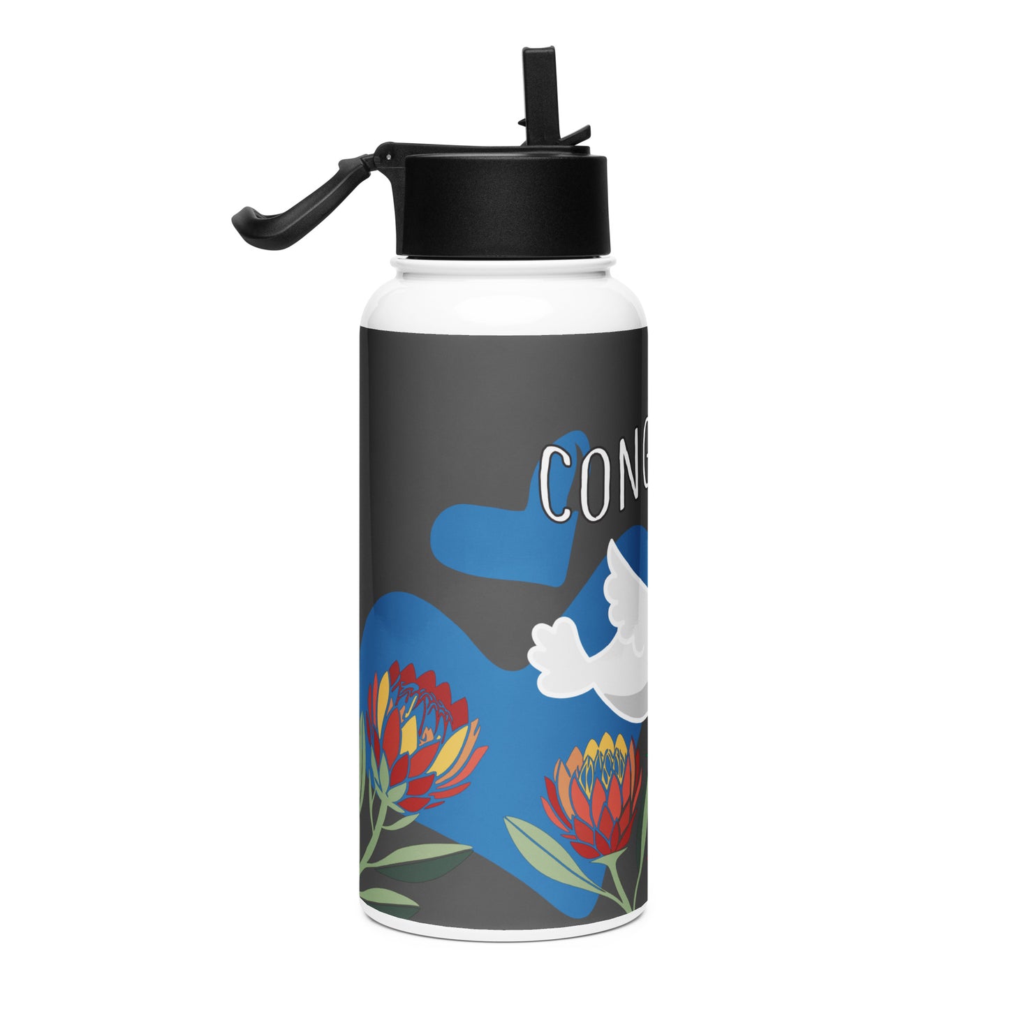 Congo Stainless steel water bottle with a straw lid
