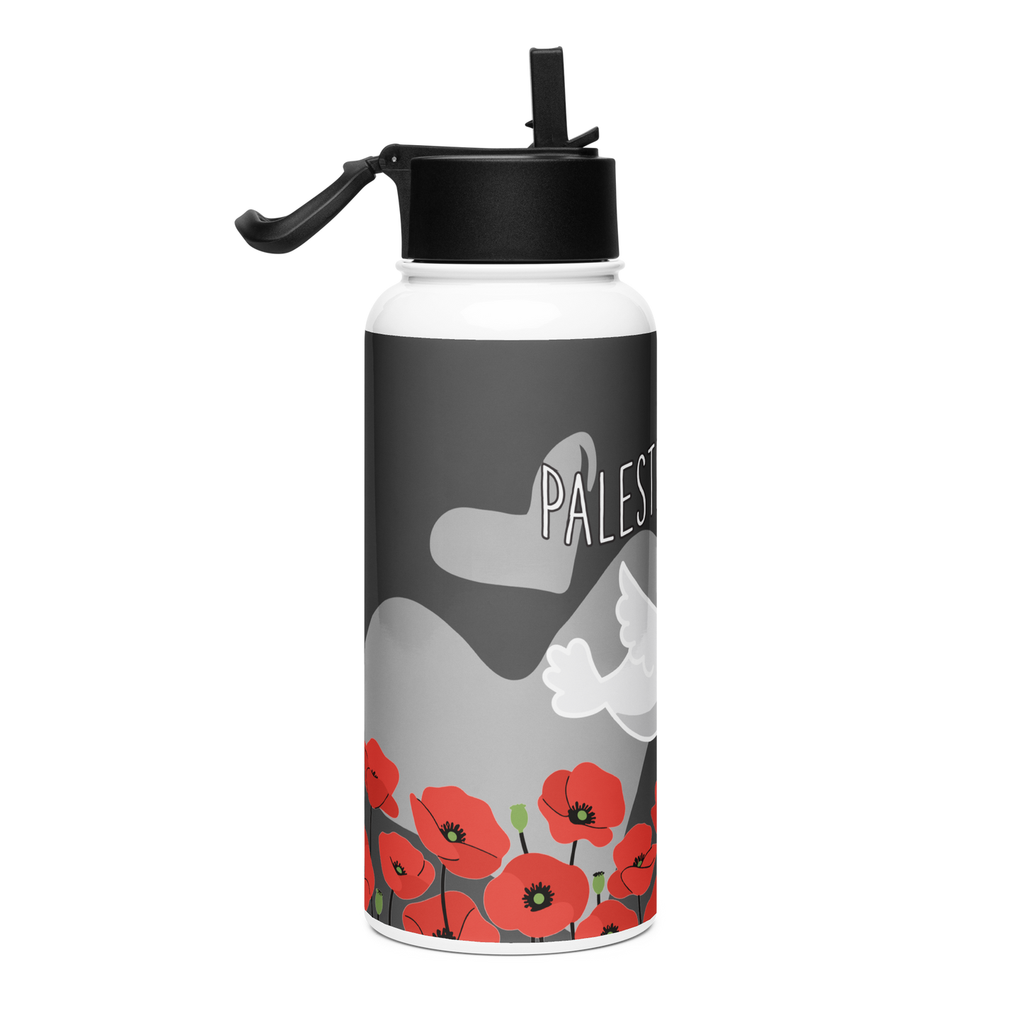 Palestine Stainless steel water bottle with a straw lid